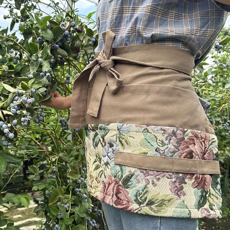 MILCIL Store Garden Apron for Woman, Serve Apron Cute, Flora Half Apron with 8 Pockets, Valentines Gift for Mom Wife Girlfriend - Image 5